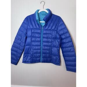 Bernardo Goose Down Jacket Women’s M Blue Nylon Quilted Lightweight Outerwear